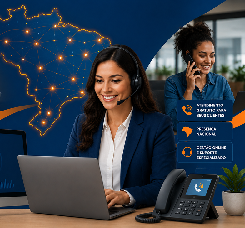 Profissional atendendo clientes com número 0800 virtual da Fale Vono