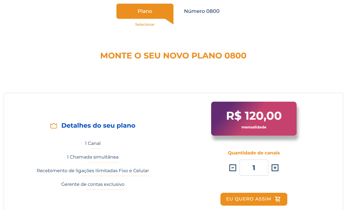 Captura de tela: Como Contratar um Número 0800 Virtual pela Vono