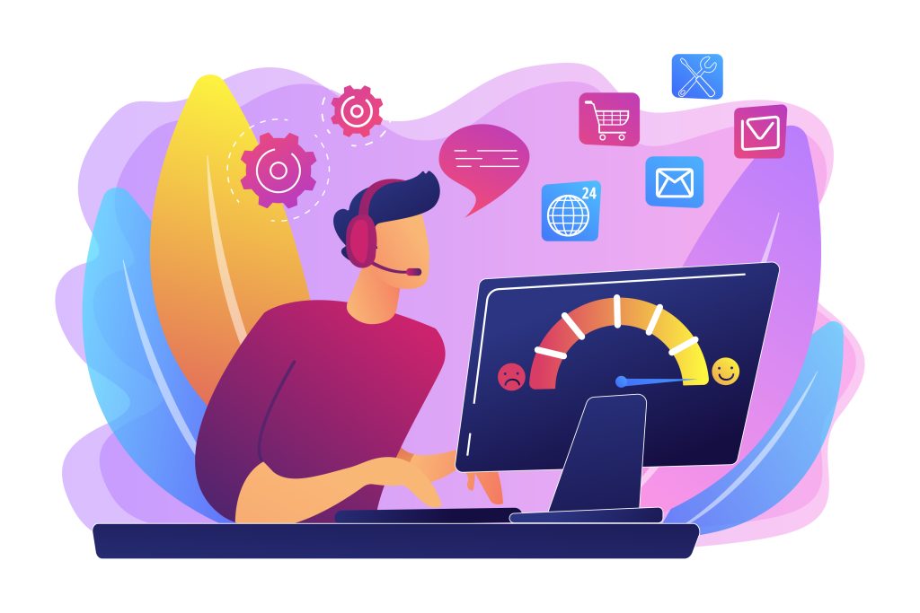 homem atendente realizando uma ligação para cobrança de telemarketing 