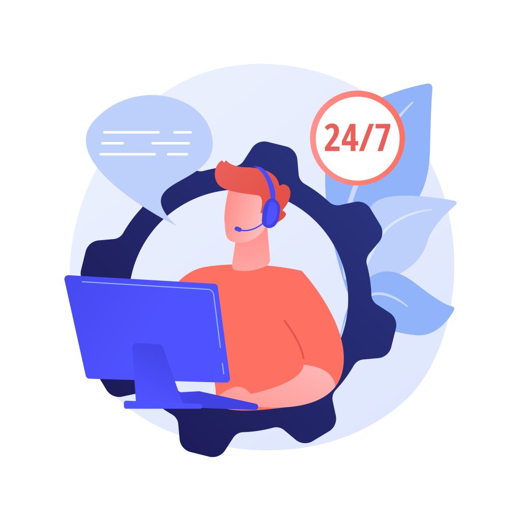 Conceito de suporte de call center usando a internet 