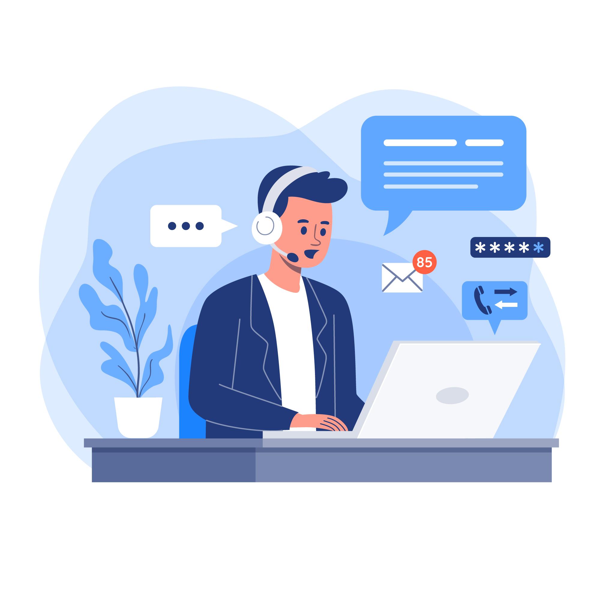 conceito de suporte ao cliente realizando atendimento