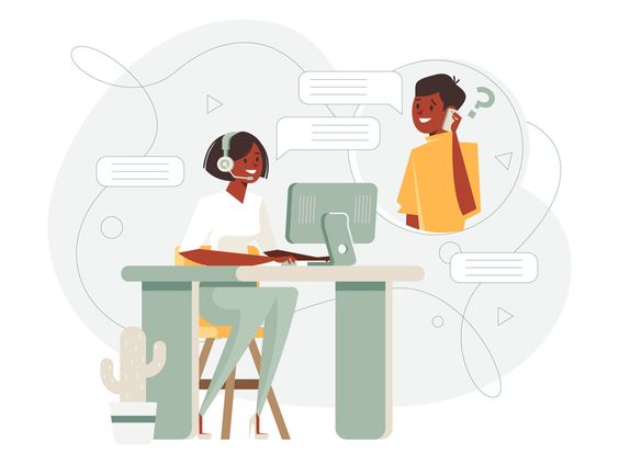 Atendente fazendo uma venda por telefone e as gravações das chamadas