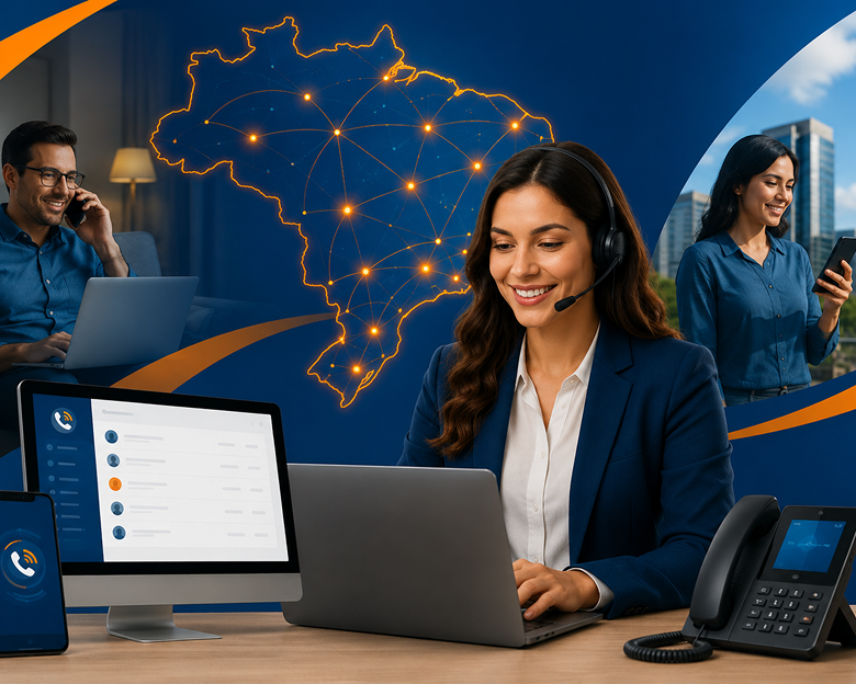 Profissional atendendo chamadas com número fixo virtual da Fale Vono