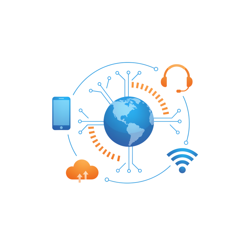 Profissional de atendimento com headset representando telefonia VoIP